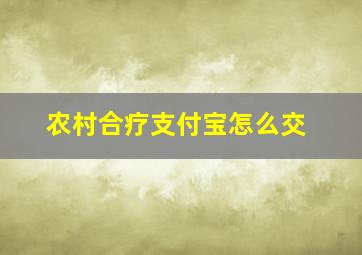 农村合疗支付宝怎么交