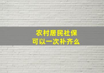 农村居民社保可以一次补齐么