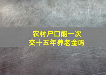 农村户口能一次交十五年养老金吗