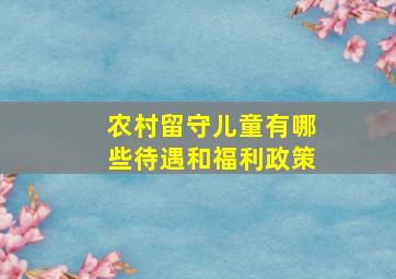 农村留守儿童有哪些待遇和福利政策