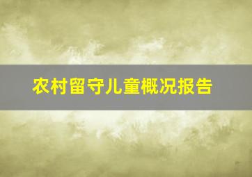 农村留守儿童概况报告