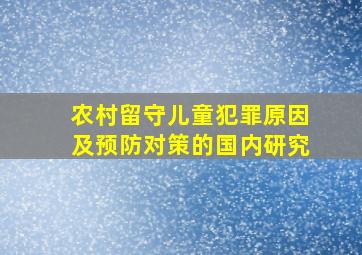 农村留守儿童犯罪原因及预防对策的国内研究