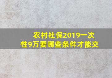 农村社保2019一次性9万要哪些条件才能交