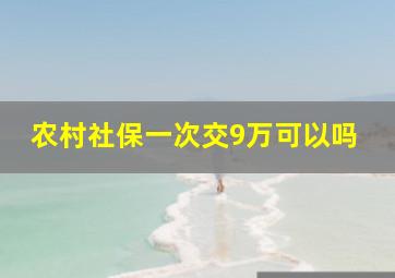 农村社保一次交9万可以吗