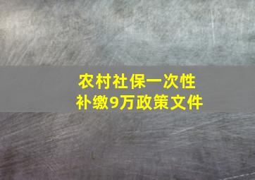 农村社保一次性补缴9万政策文件