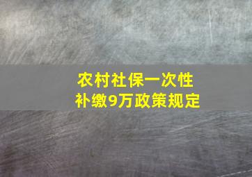 农村社保一次性补缴9万政策规定