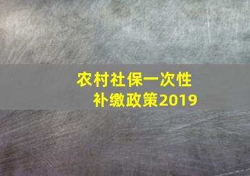 农村社保一次性补缴政策2019