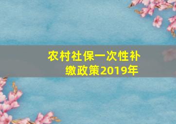 农村社保一次性补缴政策2019年