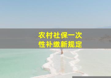 农村社保一次性补缴新规定