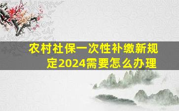 农村社保一次性补缴新规定2024需要怎么办理