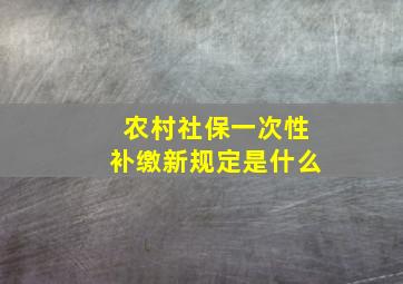 农村社保一次性补缴新规定是什么