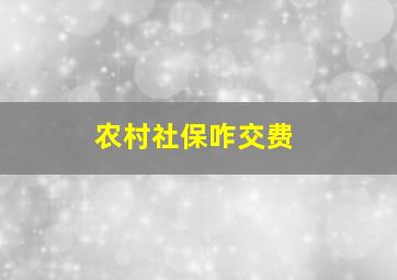 农村社保咋交费