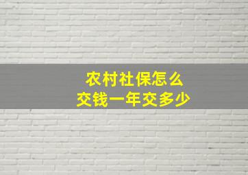 农村社保怎么交钱一年交多少