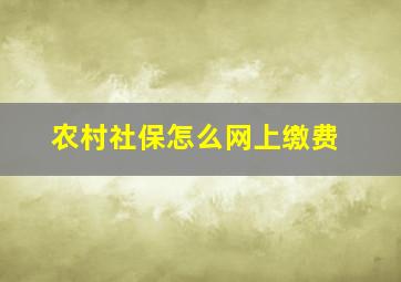 农村社保怎么网上缴费