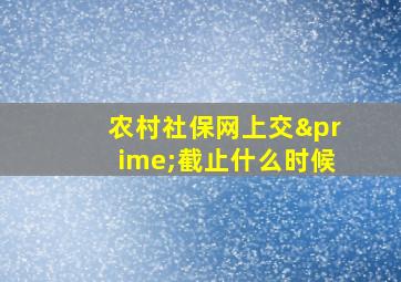 农村社保网上交′截止什么时候