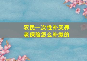 农民一次性补交养老保险怎么补缴的