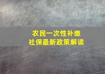 农民一次性补缴社保最新政策解读