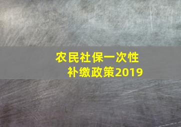 农民社保一次性补缴政策2019