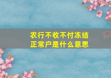 农行不收不付冻结正常户是什么意思