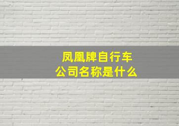 凤凰牌自行车公司名称是什么