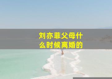 刘亦菲父母什么时候离婚的