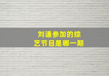 刘谦参加的综艺节目是哪一期