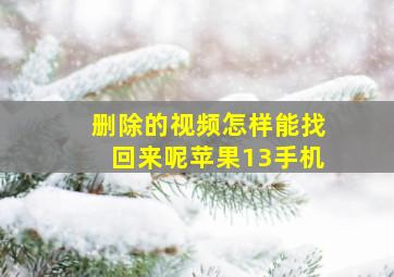 删除的视频怎样能找回来呢苹果13手机