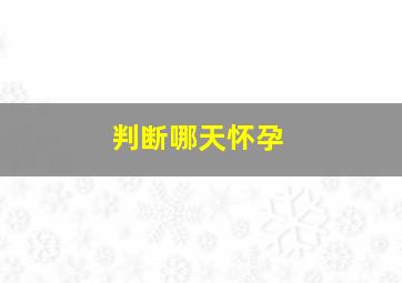 判断哪天怀孕