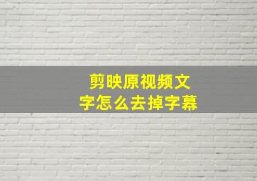 剪映原视频文字怎么去掉字幕