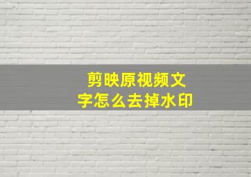 剪映原视频文字怎么去掉水印