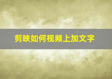 剪映如何视频上加文字