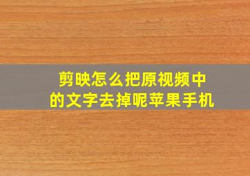 剪映怎么把原视频中的文字去掉呢苹果手机