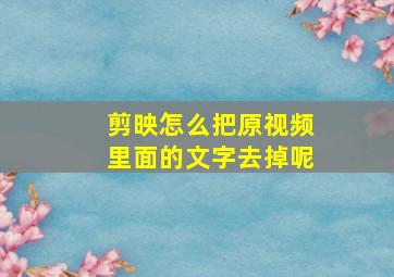 剪映怎么把原视频里面的文字去掉呢