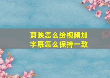 剪映怎么给视频加字幕怎么保持一致