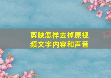 剪映怎样去掉原视频文字内容和声音