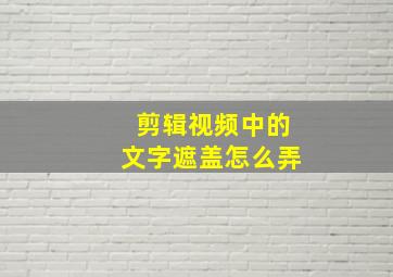 剪辑视频中的文字遮盖怎么弄