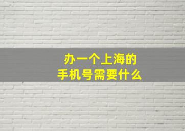 办一个上海的手机号需要什么