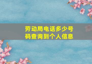 劳动局电话多少号码查询到个人信息