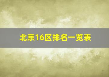 北京16区排名一览表