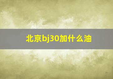 北京bj30加什么油