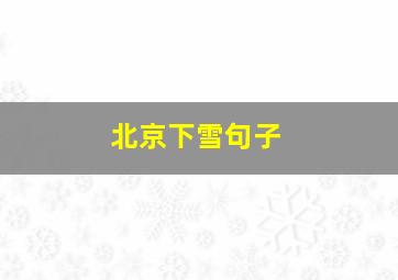 北京下雪句子