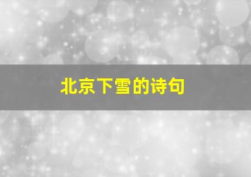 北京下雪的诗句