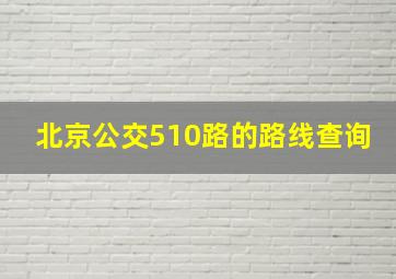 北京公交510路的路线查询