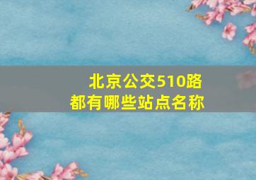 北京公交510路都有哪些站点名称