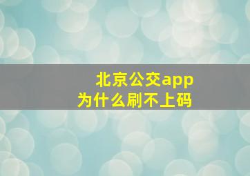 北京公交app为什么刷不上码