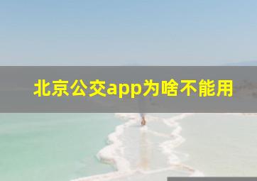 北京公交app为啥不能用