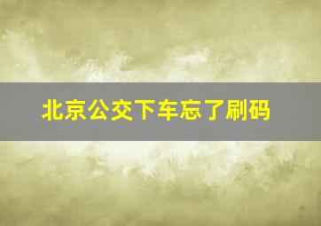 北京公交下车忘了刷码