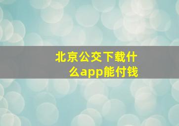 北京公交下载什么app能付钱