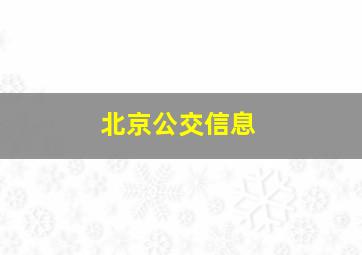 北京公交信息