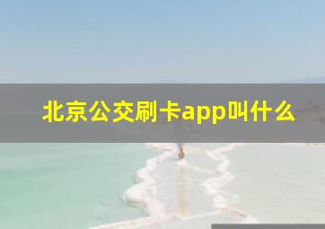 北京公交刷卡app叫什么